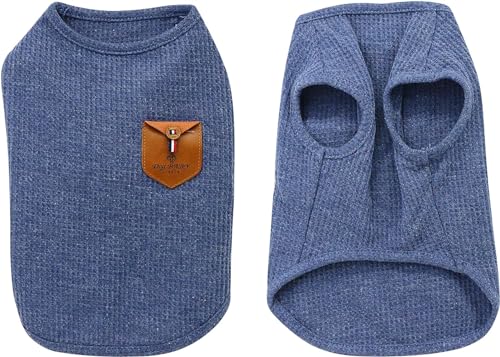 YAODHAOD 100% Cotton Summer Lightweight Pet T-Shirts - Soft Breathable Stretchy Dogs & Cats Tee Shirt - Minimalist Sleeveless Vest Dog Apparel (2pack) - Medium & Small Dog Clothes (S) - size: S