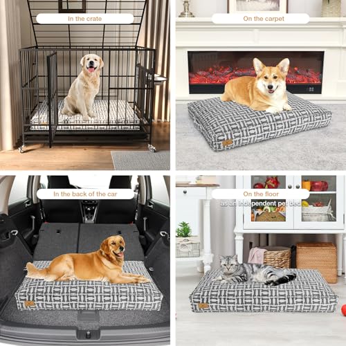 Dog Bed with Easy-Grip Handle - Shredded Memory Foam Pet Bed, Removable & Machine Washable Cover, Non-Slip Bottom, Choose from Cooling Linen or Warm Flannel Style for Dogs & Cats (Medium - size: Medium