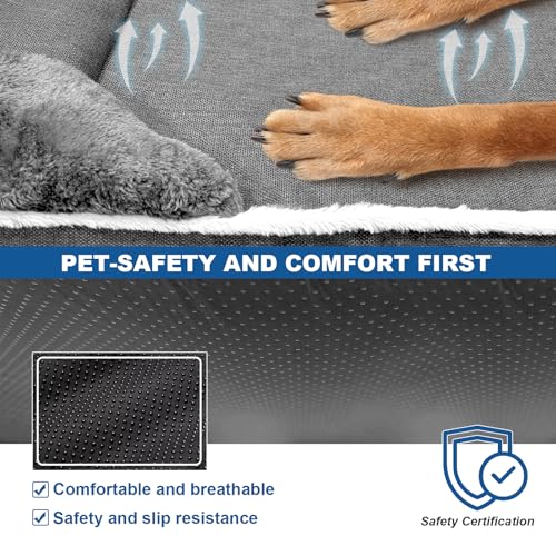 Heated Dog Bed 20x30inches Pet Heat Sofa, Soft Spine-Protecting Dog Heating Pad Equipped with Timer&Temperature Control Switch, Removable Plush Cover is Machine Washable, Non-Slip Base - Gray - size: Medium
