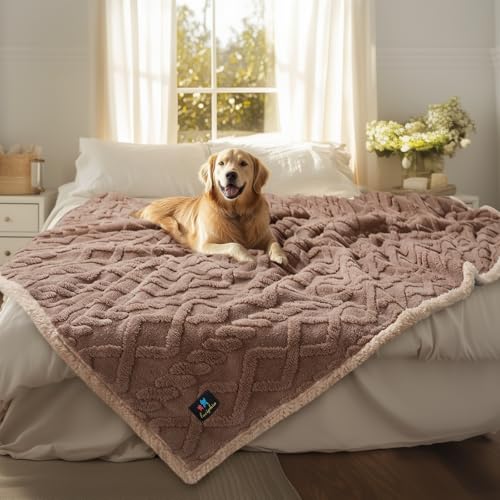 Luciphia Waterproof Pet Blanket, Liquid Pee Proof Dog Blankets for Sofa Bed Couch, Reversible Sherpa Fleece Furniture Protector Cover for Small Medium Large Dogs Cats,Khaki X-Large（85" x 57"） - color: Khaki, size: XL (85" x57")
