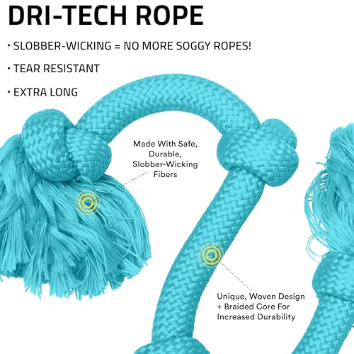 Playology Dog Toys | Dri-Tech Rope Tug of War Dog Toy for Tough Chewers | Peanut Butter Scented Mega Size Tug Rope Toys for Extra Large Dogs - size: Mega, style: Peanut Butter