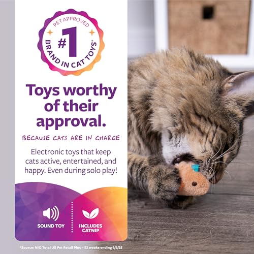 SmartyKat Chickadee Chirp Electronic Sound Cat Toy, Contains Catnip, Battery Powered - Light Brown, One Size - size: One Size, style: Chickadee Chirp