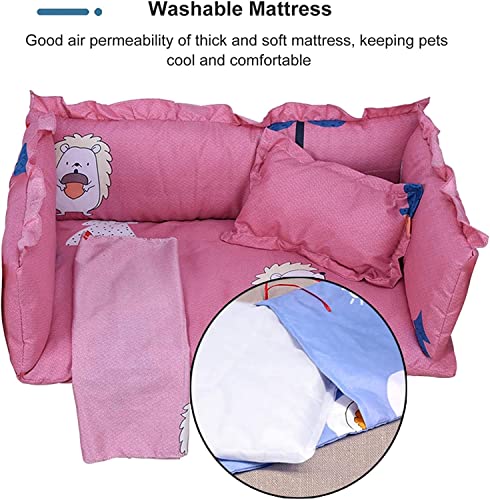 TsoLay Dog Bed Pet Dogs Bed Wooden Pet Bed Elevated Dog Bed Cats Cot with Stairs Guardrail Removable Frame Soft Washable Mattress Four Seasons Use for Dogs Pet Cat - size: 70×45cm/27×17in