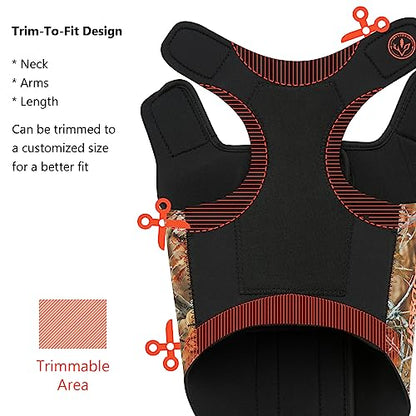 BASSDASH Dog Camo Neoprene Adjustable Hunting Vest Waterproof Chest Protection - size: Large