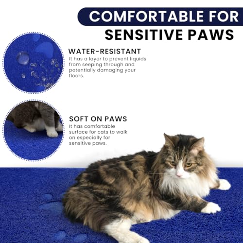 Andalus Small Cat Litter Mat, Pack of 2 - Waterproof, Non-Slip & Easy to Clean Cat Litter Box Mat for Extra Efficient Pet Litter-Trapping, Blue (15.75” X 11.75”) - color: Blue