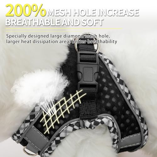 Summer Soft Dog Harness and Leash Set,Ultra Thin Breathable Diamond Mesh, Step in Adjustable Dog Harness with Padded Vest for Medium Size Dogs in Hot Weather Black L - color: Black, size: L
