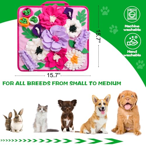Snuffle Mat for Dogs,Dog Feeding Mat Sniff Mat Interactive Dog Puzzle Mat for Training and Stress Relief Encourages Natural Foraging Skills (Pink) - color: pink
