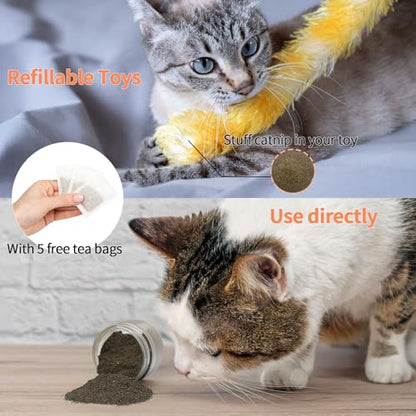 Premium Catnip for Cats & Kittens – Cold-Processed, High Potency Nepetalactone, 100% Pure Organic Leaf-Only Catnip for Toys, Scratchers, Refills, Stimulates Play & Protects Furniture - 25g - size: 25g