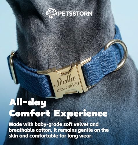 Personalized Polyester Dog Collar with Name and Phone Number, Customizable Laser-Engraved Collar with Metal Quick Release Buckle for Dogs - color: Multicolor
