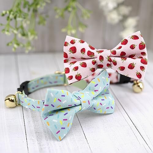 Ultra Joys Boy & Girl Cat Collar Kitten Collar with Bells & Bowtie Birthday Small - color: Birthday-Bowtie Collar, size: Small