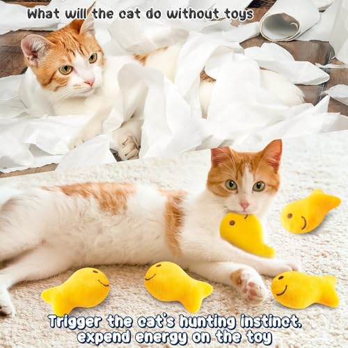 Goldfish Cracker Catnip Stuffed Toys for Cats- Pet Days 5Pcs Goldfish Organic Kittens Toys Funny Yellow Indoor Cats Chew Bite Teething Tools Kittens Birthday Gifts Interactive Pet Supplies - style: Goldfish Cracker