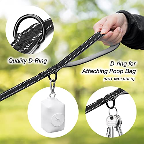 PHOEPET 5 Feet Heavy Duty Dog Leash - Reflective - Soft Padded Handle Traffic Grip for Extra Control (L,Grey) - color: Grey