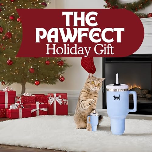 PUPROAR Kitty Cup Catnip Toy - Cute Cat Birthday Toy with Catnip & Crinkle, Funny Girly Kitten Gift (Chambray Blue) - color: Chambray Blue