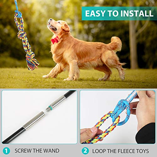 Flirt Pole for Dogs Pet Teaser Wand Outdoor Interactive Pet Dog Flirt Pole Training Exercise Rope Toy for Small Medium Large Dogs Cats