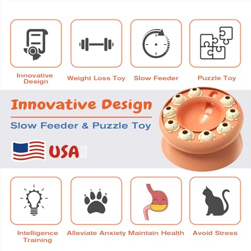 Cat Puzzle Toy for Cats Indoor, Slow Feeder Bowl for Fast Eaters, Interactive Kitten Enrichment Toy - color: pink