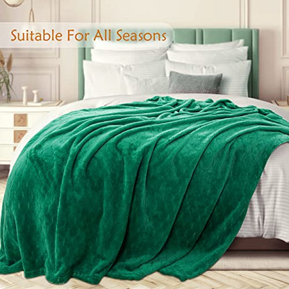 TOONOW Fleece Blanket Super Soft Cozy Throw Blanket 50" x 60", Lightweight Fuzzy Comfy Textured Flannel Blanket Warm Plush Throw Blankets for Couch, Sofa, Bed, Emerald - color: Emerald, size: Throw-50" x 60"