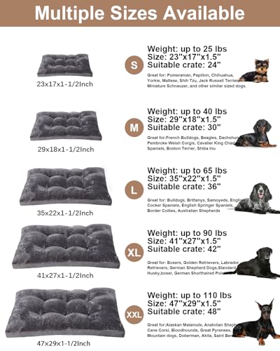 EMSLX Dog Bed, Washable Cozy Plush Dog Crate Beds, Soft Comfy Kennel Pad Anti Slip Pet Sleeping Mat for Large, Jumbo, Medium, Small Dogs Breeds (35.0 L x 22.0 W x 1.5 Th Inches, Dark Grey) - color: Dark Grey, size: 35.0 L x 22.0 W x 1.5 Th