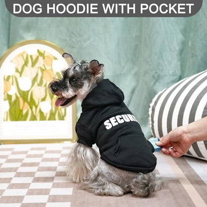 EXPAWLORER Dog Hoodies - Soft and Warm Fall Sweatshirt, Halloween Costume, Fleece Pet Clothes with Print for Puppy, Cat, Small to Large Dogs (Medium, Security) - size: Medium