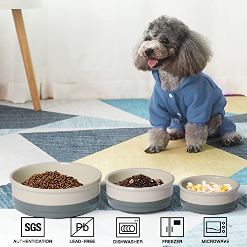 Sweejar Ceramic Dog Bowls, Dog Food Dish for Small Dogs and Cat, Heavy Duty Porcelain Pet Bowl for Canned Food and Water 17 Fl Oz （Gray） - color: Gray, style: Two-tone,5.5"x 2.2"(16 Fl Oz)