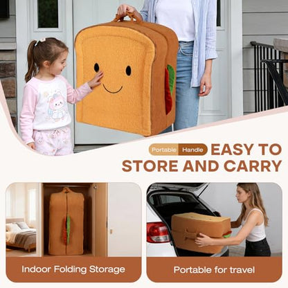 Toddler Travel Bed Sandwich Style - Portable Toddlers Floor Beds, Foldable Soft Foam Travel Crib for Baby and Kid, Washable Cover Toddler Cot with Safety Rail for Travel, Medium Size - size: Medium – for Toddlers Ages 1–4