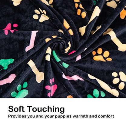 Dono 1 Pack 6 Blankets Soft Fluffy Cute Paw Pattern Fleece Pet Blanket Warm Sleep Mat Cute Print Design Puppy Kitten Blanket
