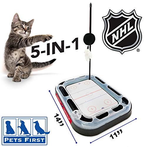 Pets First 5-in-1 NHL Washington Capitals Cat Scratcher Toy with Interactive Cat Ball Bell in Tracks - color: Washington Capitals