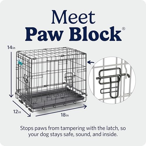 MidWest Homes for Pets 18-Inch iCrate for Tiny Breeds, Up to 10 lbs, Single Door Folding Dog Crate with Divider Panel, Leak-Proof Tray & Secure Latch, Portable, Durable & Easy to Assemble - size: 18.0"L x 12.0"W x 14.0"H