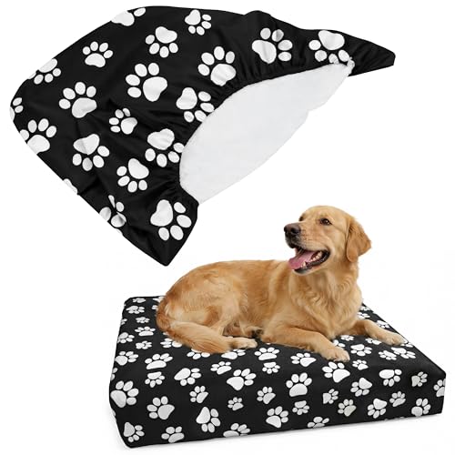 DUKE&LEFTY Washable Dogbed SLIPCOVER-USA Company-Stretchy, Soft Pet Bed Cover-Universal-Easy to Remove (Zipper Free) -Black/Large - color: Black, size: Large-48"x30"x6"