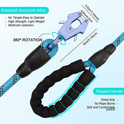 GEIT 2/4/5/6FT Dog Leash, Heavy Duty Rope Leashes, Reflective Nylon Pet Lead with Aluminum Quick Release/Locking Tactical Frog Clip for Small Medium and Large Dogs, Blue, 1/2 inch - color: Blue, size: 1/2'' x 2 FT (18~120 lbs.)
