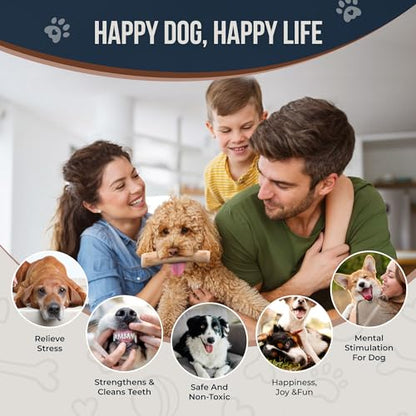 Coffee Wood Dog Chews 7.5" & Dog Rope Toys 100% Natural for Teething, Stress Relief, Dental Health, Organic Toys - Size S - size: Small
