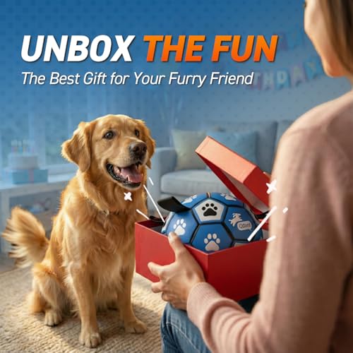 QDAN Dog Ropes Toys, Soccer Ball with Straps, Puppy Birthday Gifts, Durable Balls for Medium Large Dogs-Blue&Grey（8 Inch） - color: Blue Gray, size: Large Size 3 (8")