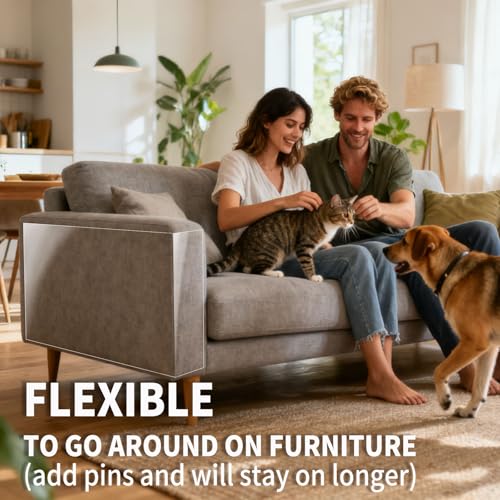 KEYIDE Clear Couch Protector from Cat Claws, 120"x12" Thick Self-Adhesive Furniture Guard from Cats Scratching for Sofa, Door, Chair & Table Legs - size: 120"x12"