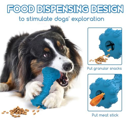Dog Toy, Treat-Dispensing chew Toy for Dogs, Beef-Flavored,Durable Dumbbell-Shaped Natural Rubber Dog Toy Suitable for Medium to Large Dogs,Features squeaking loating Capabilities