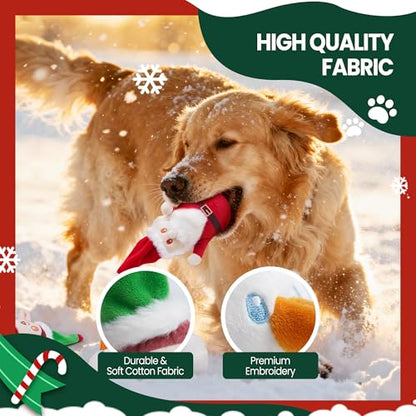 Nocciola Christmas Squeaky Dog Toys 4PCS, Interactive Hide and Seek Dog Toys Christmas Theme- Santa/Snowman/Elf in Cannon Toys Plush, Crinkle Dog Chew Toys for Large Medium Small Dogs - style: Christmas Cannon