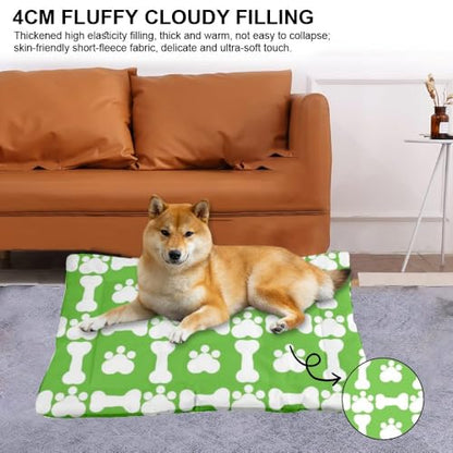 Cozy Dog Bed with Anti-Slip Bottom, Dogs Bones Paw Prints Puppy Supplies Kennel Pads for Crates Chew Proof Dog Bed for Crate Ultra Soft Puppy Mat Indoor& Outdoor Sofa Cars Washable 36 × 24 inch - size: 36 × 24 inch