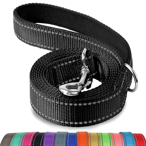 Joytale Dog Leash, 4 FT Double-Sided Reflective, Padded Handle Nylon Heavy Duty Leashes for Medium & Large Dogs Walking, Black - color: Black, size: 4 ft Standard