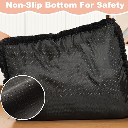 Bedfolks Waterproof Dog Crate Pad, Plush Dog Kennel Bed with Removable Cover, Faux Fur, Washable, 21"x13", Black - color: Solid Black, size: X-Small(21x13'')