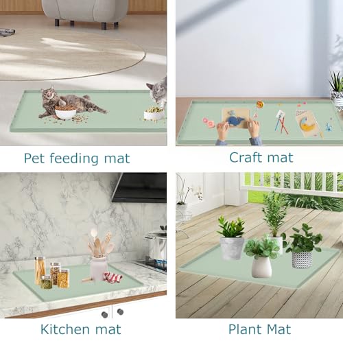 Cat Litter Mat, Silicone Large Cat Mat for Litter Box - 34x22 in, Waterproof & Non-Slip, Durable & Easy Clean, Green - color: Green, size: 34"L x 22"W
