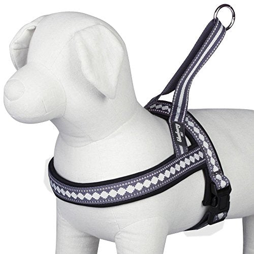 Blueberry Pet 4 Colors Soft & Comfy 3M Reflective Jacquard Padded Dog Harness, Chest Girth 30" - 38.5", Purple Grey, Large, Adjustable Harnesses for Dogs - color: Purple Grey, size: Large(30" - 38.5") Chest Girth