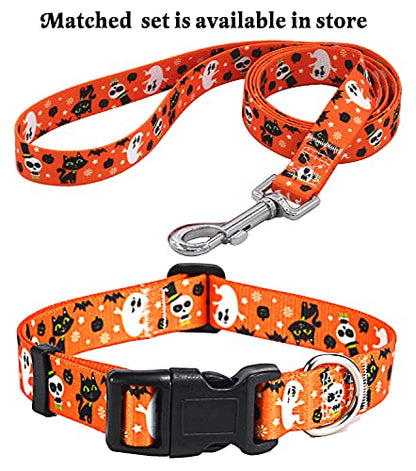 Halloween Dog Collar - Pumpkin Bat Ghost Pattern - Adjustable for Small Medium Large Dogs(Halloween,XS) - color: Halloween, size: XS (Neck 7.9-11.8", Width 5/8")