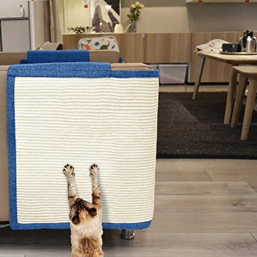 Cat Scratch Furniture Protector with Natural Sisal for Protecting Couch Sofa Chair Furniture,Couch Cat Scratch Protector 23.6" W*19.7" H (Dark Blue, Right Hand) - color: Blue