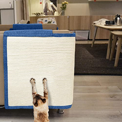 Cat Scratch Furniture Protector with Natural Sisal for Protecting Couch Sofa Chair Furniture,Couch Cat Scratch Protector 23.6" W*19.7" H (Dark Blue, Right Hand) - color: Blue