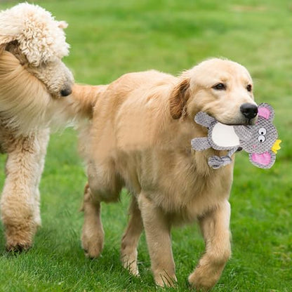 Cute Animals Interactive Squeaky Dog Toy with a Vocal Bladder, Crinkle Paper Stuffed Soft Cotton Chew Toy, Teething Rope Tug of War Pull Toy to Keep Them Busy for Puppy, Small Dogs - Gray Elephant - color: Gray Elephant