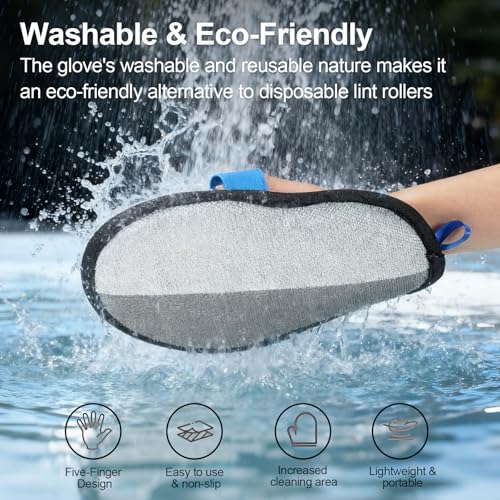 Pet Hair Removal Glove - Magic Brush Electrostatic Mitt for Dogs & Cats, Reusable Grooming Gloves - Dog Hair Remover Tool with 5-Finger Design for Couch, Carpet, Furniture