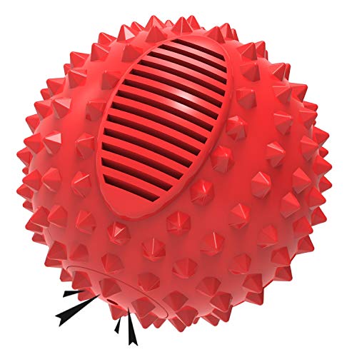 petizer 4" Squeaky Dog Balls for Aggressive Chewers, Durable Interactive Dog Chew Toys for Teething, Floatable Indestructible Rubber Spiky Ball, Tough Pet Toys for Small, Medium & Large Breeds - color: Red, size: 4" (Medium/Large Dog)