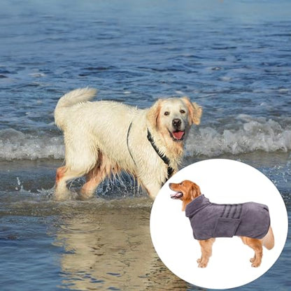 Geyecete Dog Bathrobe Towel Dog Drying Coat-Dry Fast Dog Bag-Pineapple Grid Fast Drying Super Absorbent Pet Dog Cat Bath Robe Towel-Gray-S - color: Gray(Pineapple grid), size: Small