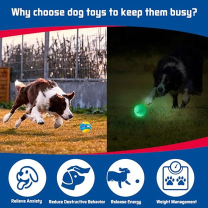 2 Pack Giggle Ball for Dogs, Interactive Dog Toys for Treat Dispensing, Glow Ball Durable Puppy Toys to Keep Them Busy, Multifunctional Dog Toys for Teething/Slow Feeder/IQ Training/Playing