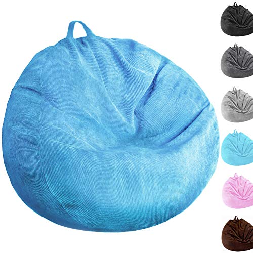 Stuffed Animal Storage Bean Bag Chair Cover (No Filler) Washable Ultra Soft Corduroy Bean Bag Cover for Organizing Plush Toys or Textile, Sack Bean Bag for Adults, Teens - color: Baby Blue, size: S for Kids