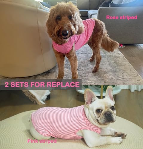 Dog Shirt,Combed Cotton T-Shirts,Soft Cool Boy Girl Tee for Small Dogs Kitty Puppy Chihuahua,Pink Rose Striped S - color: Pink & Rose Striped, size: Small