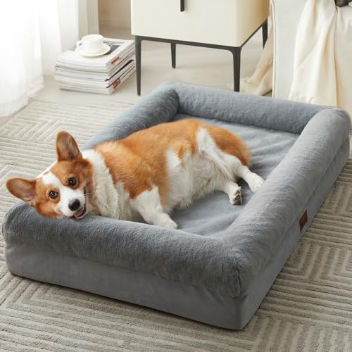 BFPETHOME Dog Beds for Small Dogs, Washable Dog Bed with Sides, Orthopedic Small Sized Soft Mats with Removable Cover & Waterproof Pet Mat for Pet - color: Grey, size: 35.0"L x 23.0"W x 6.0"Th
